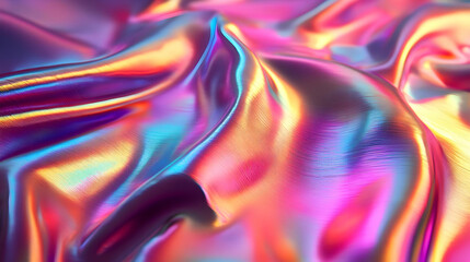 Naklejka premium Abstract colorful wavy iridescent holographic background.