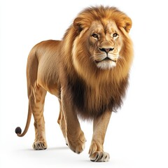 Obraz premium A lion is walking on a white background