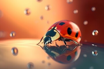 Naklejka premium ladybug on the water