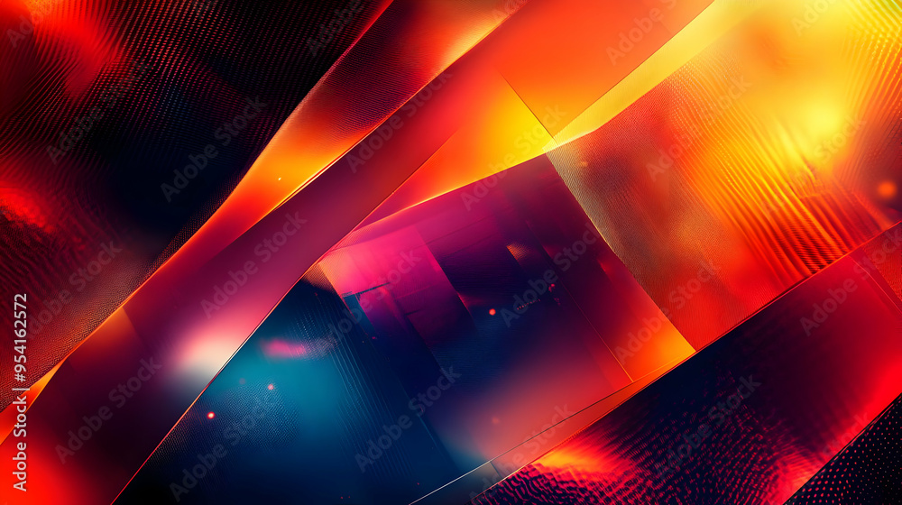 Wall mural Abstract geometric background with red, orange, and yellow hues, creating a dynamic and modern design.