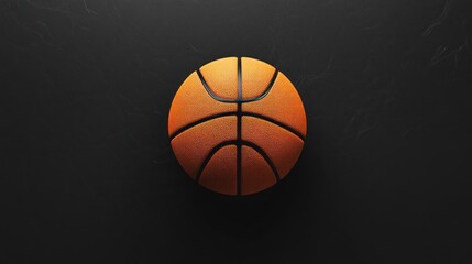 Fototapeta premium Orange Basketball on a Black Textured Background