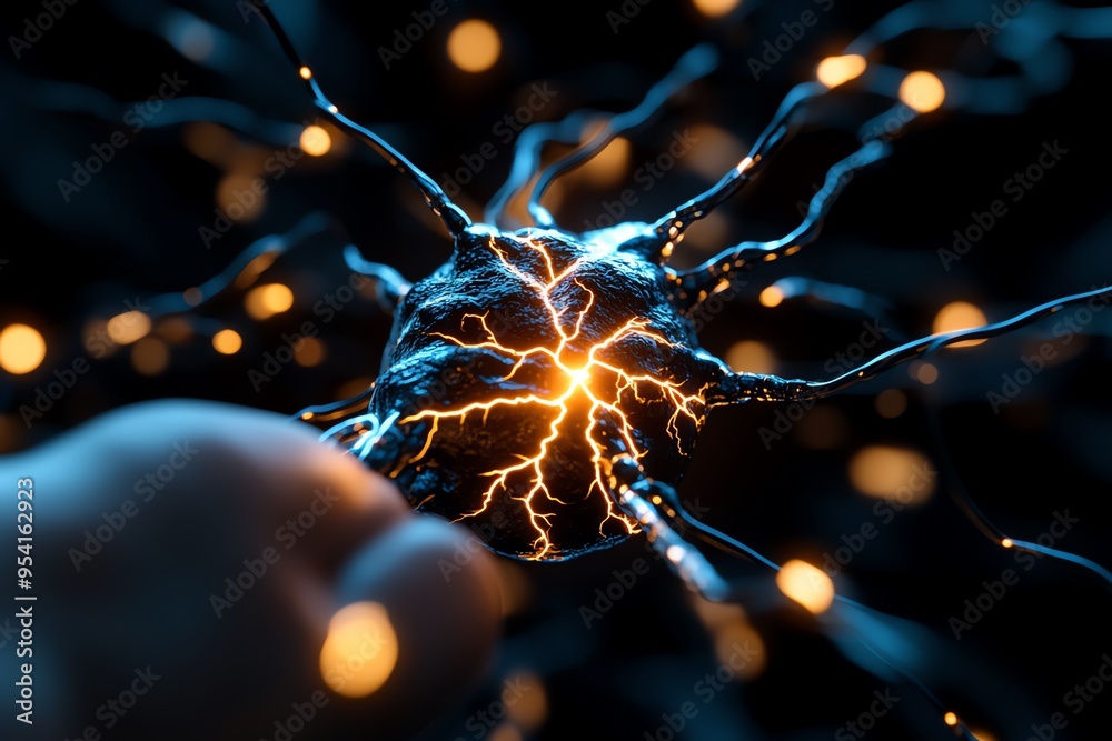Poster energy illustration electrical, wires, and connectivity depicted in a network of wires and circuits,