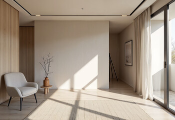 Fototapeta premium Modern Flat Minimalist Hotel Room Interior