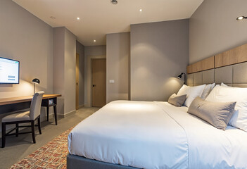 Fototapeta premium Modern Flat Minimalist Hotel Room Interior