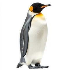 A penguin stands on a white background