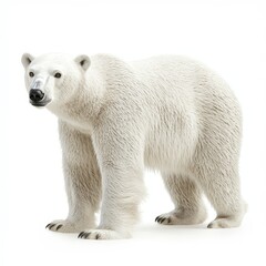 A polar bear stands on a white background