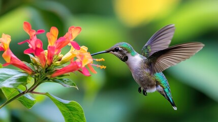 Fototapeta premium Hummingbird Feeding on a Flower