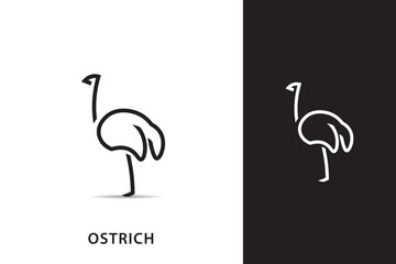 Ostrich silhouette logo design, Ostrich logo with minimalist design, ostrich vector monoline.
