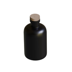 Black bottle packaging isolated on gray background