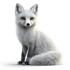 Obraz premium A white fox is sitting on a white background