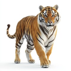 Obraz premium A tiger is walking on a white background