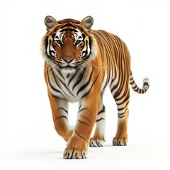 Obraz premium A tiger is walking on a white background