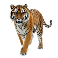 Obraz premium A tiger is walking on a white background