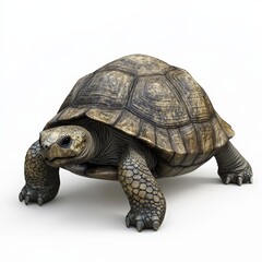 Obraz premium A large tortoise is standing on a white background