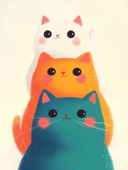 Obraz premium Cute and Beautiful Cats Digital Art