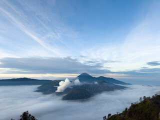 Sunrise on Mount Penanjakan looking towards Mt Bromo, Java, Indonesia