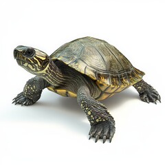 Obraz premium A turtle is standing on a white background