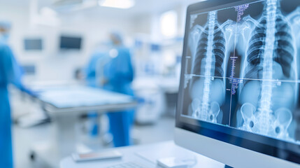 Fototapeta premium Detailed X-Ray Images of Bones on Computer Screen | Medical Imaging and Diagnostic Technology