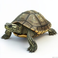 Obraz premium A turtle is standing on a white background