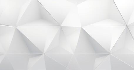 Fototapeta premium A minimalist, geometric white wall with triangular facets and a reflective surface.
