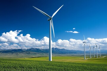 Renewable energy, wind turbines, capturing wind convert kinetic energy into sustainable electricity