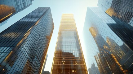 Fototapeta premium Stylish skyscraper architecture with sleek design ideal for cityscape photography