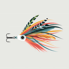 A colorful fishing lure, Flat vector illustration, contour, isolated in white background