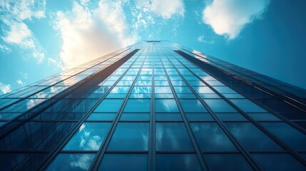 Modern office tower with dynamic glass design perfect for urban cityscapes