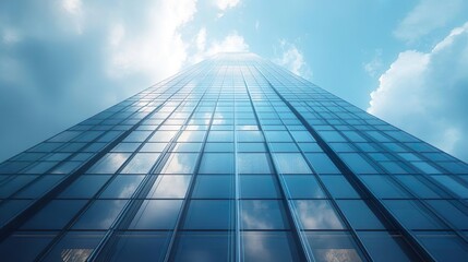 Fototapeta premium Urban office building with dynamic glass design perfect for city imagery