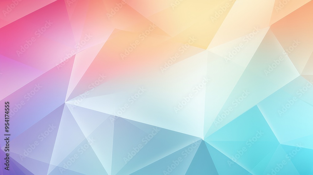 Wall mural A colorful abstract geometric background with soft gradients and triangular shapes.