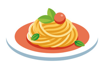 Classic Italian Pasta Vector Art- Clean and Simple Illustration on a Plate