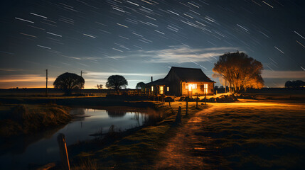 Astrophotography Tilt View of Celestial Arcs and Crown | Stunning Night Sky and Star Trails