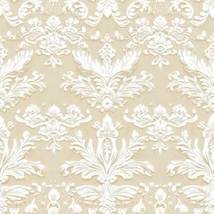 Delicate lace-inspired pattern in white on a champagne pearlescent background