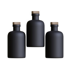 Black bottle packaging isolated on gray background