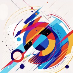 Abstract geometric design with vibrant colors and dynamic shapes.