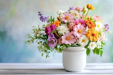 Fototapeta premium A bouquet of flowers in a white vase