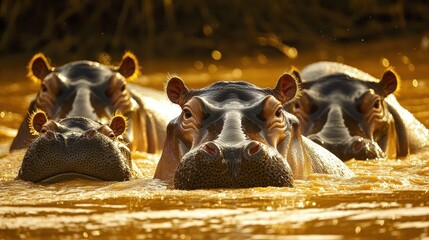 Fototapeta premium Hippos in the Water
