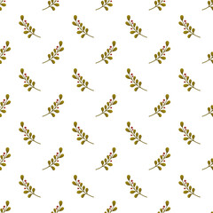 Watercolor hand drawn seamless pattern with illustration of colorful leaves on a white background. Elements isolated on white background with paper texture. Pattern for textiles and paper.