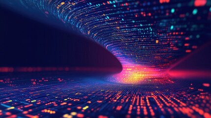 A colorful, abstract image of a spiral with a bright orange and red hue. The image is full of bright colors and has a futuristic feel to it