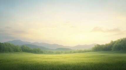 Obraz premium Golden Hour Glow Bathed Over a Peaceful Landscape of Nature's Beauty