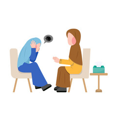 Hijab Psychologist With Patient Flat Illustration