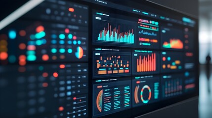 Fototapeta premium Data Analytics Dashboard Screen with Charts & Graphs