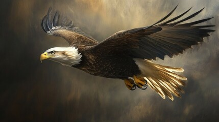 Obraz premium Eagle diving through the air at high speed, capturing the raw energy and precision of its flight