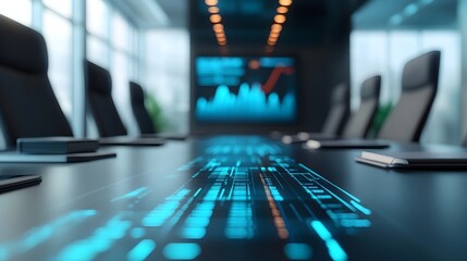 Futuristic Conference Table with Digital Interface