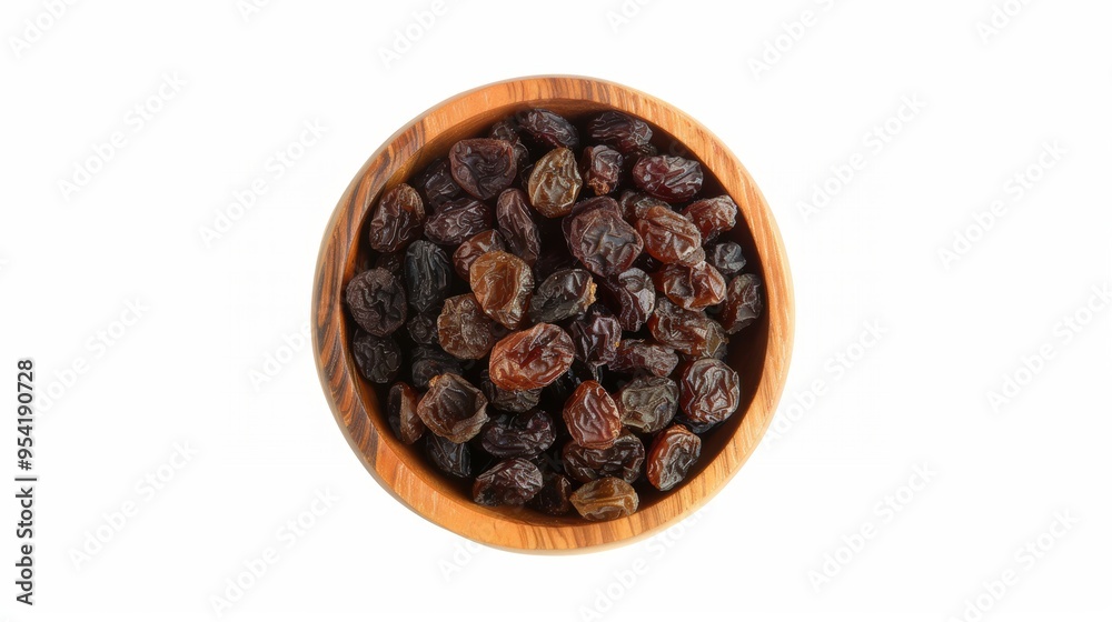 Poster raisin grain in bowl closeup view