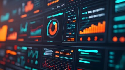Obraz premium Futuristic Digital Interface with Data and Charts
