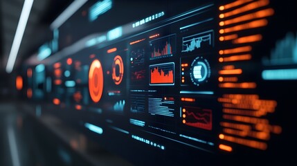 Obraz premium Futuristic Digital Interface with Red and Blue Glows