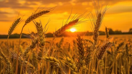 Golden Wheat Field in the Morning