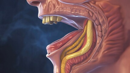 Detailed diagram of the esophagus showing the transition from the esophagus to the stomach, focusing on the lower esophageal sphincter