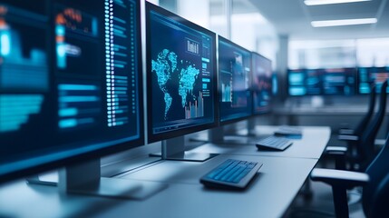Global Data Analytics Monitors in Modern Office
